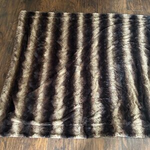 Striped Faux Fur Throw Blanket